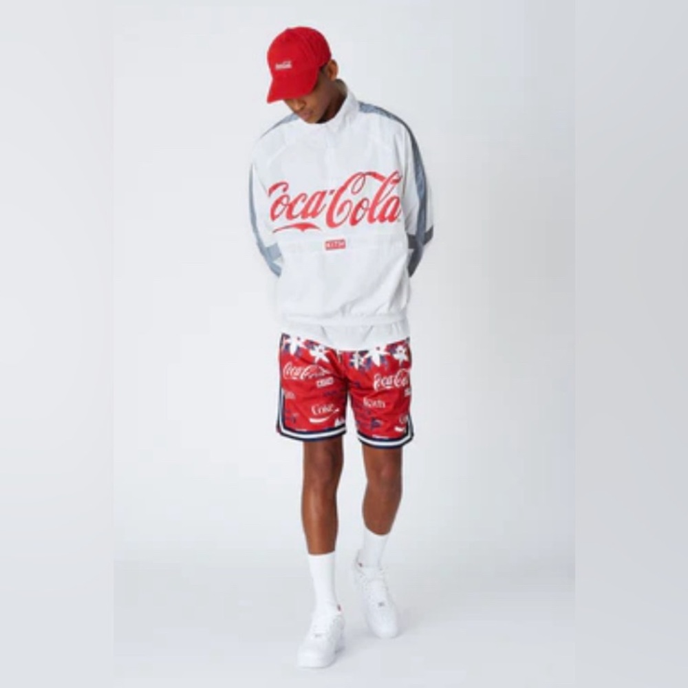 Kith x Mitchell & Ness XS Shorts Coca Cola Print Red Navy Unisex RARE NWT